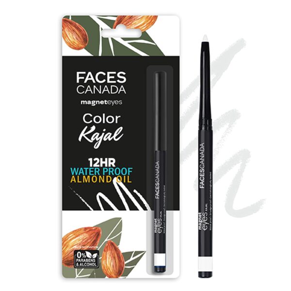 FACES CANADA Magneteyes Color Kajal - White 06, 0.30g |12 Hr Long Stay Water Proof