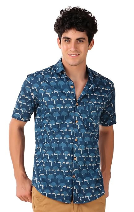 Men's Cotton Half Sleeves Printed Casual Shirt