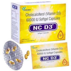 NC D3 Cholecalciferol (Vitamin D3) 60000 IU Softgel Capsules, 40 Softgel Capsules