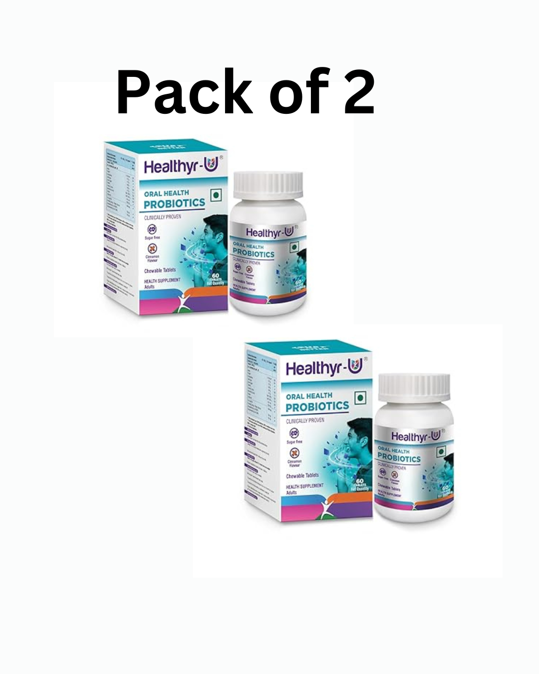 Healthyr-U Oral Health Probiotic Chewable 60 Tablets (Pack 0f 2)