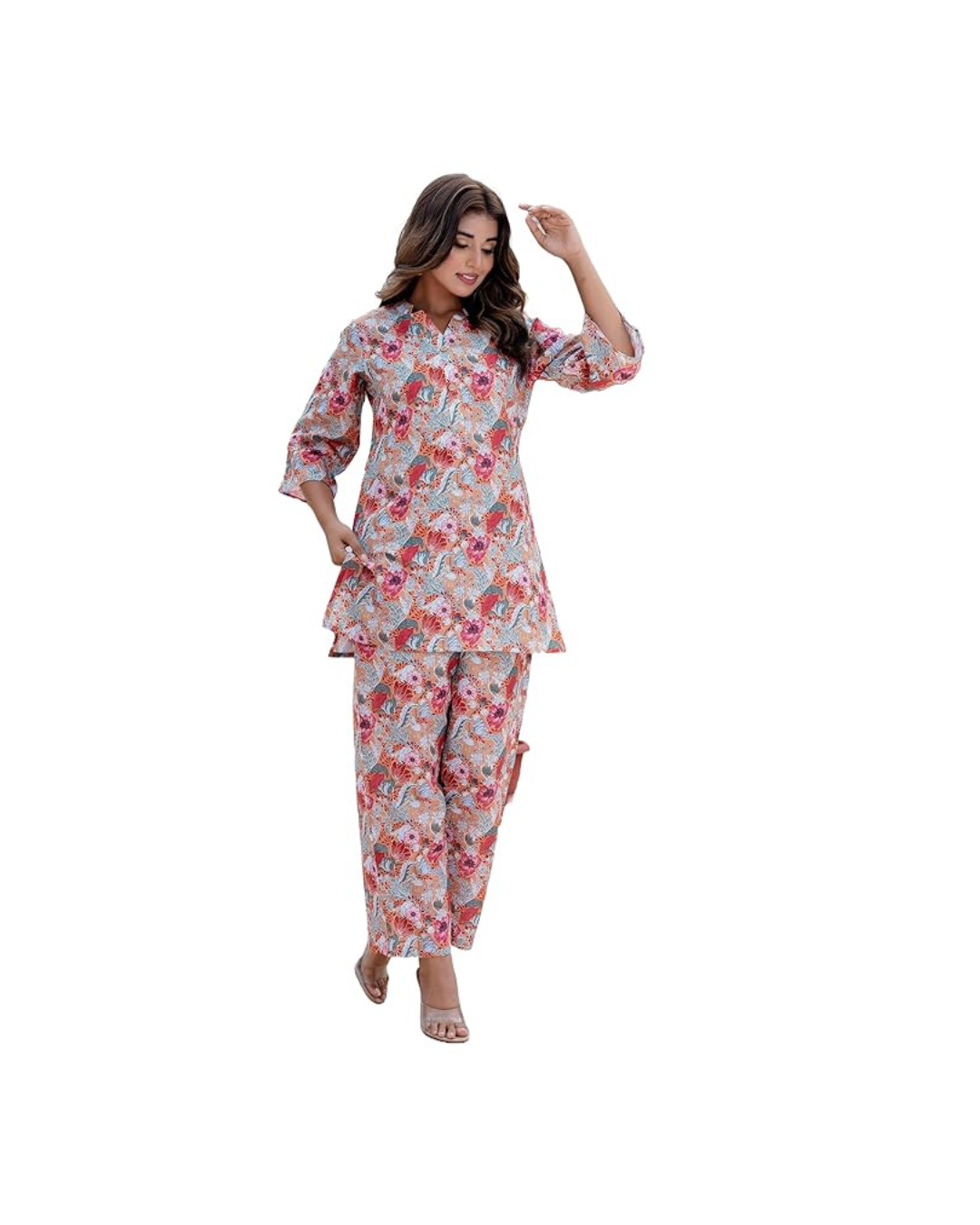 Trendy Printed Cotton Blend Straight Kurta and Palazzo Set