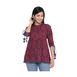 Rayon Floral Print Regular Wear Top