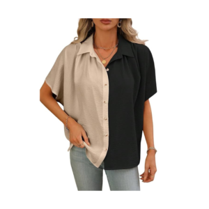Short Sleeve Button-Down Shirt || Stylish Collared Shirt for Women