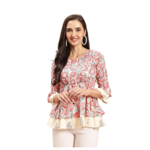 Pure Cotton Jaipuri Printed Short Western Top