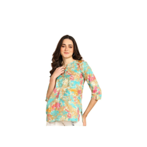 Stylish Long Top with Mandarin Collar