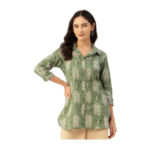 Cotton Shirt with 3/4 Sleeve for a Timeless Casual Look