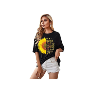 Casual Printed Round Neck, Oversized Longline Drop Shoulder Boho Style T-Shirt