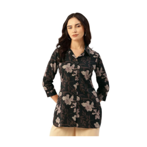 Collared Cotton Shirt with 3/4 Sleeve for a Timeless Casual Look