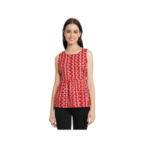 Jaipuri Cotton Sleeveless Printed Peplum Top