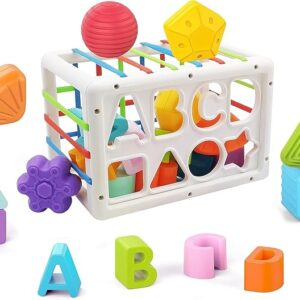 Baby Shape Sorting Cube with ABCD and Shape Blocks