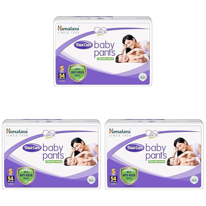 Himalaya Total Care Baby Pants Diapers, Small, 54 Count, Up to 4-8kg (Pack of 3)