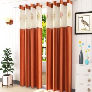 Premium Door Curtain with Floral Net (Pack of 2)