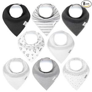 Double Layer Bandana Bibs - Thick, Multi Snaps, Organic Cotton (Pack of 8)