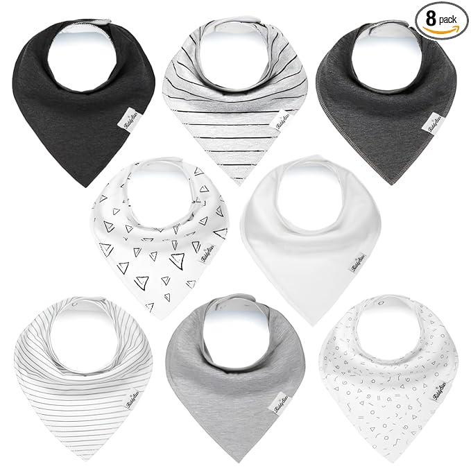 Double Layer Bandana Bibs - Thick, Multi Snaps, Organic Cotton (Pack of 8)