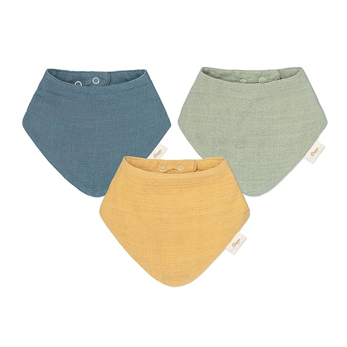 Muslin Bibs with Adjustable Snap Button Closure (Pack of 3)