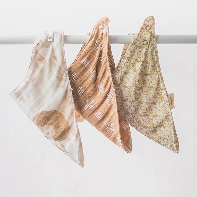 Muslin Bibs with Adjustable Snap Button Closure (Pack of 3)