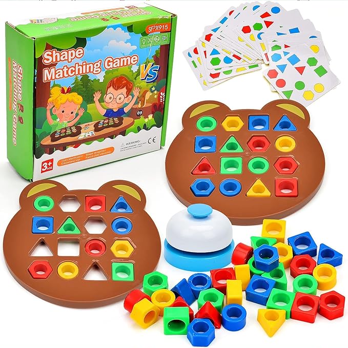 Geometric Shape and Color Matching Puzzle Board Game with Bell