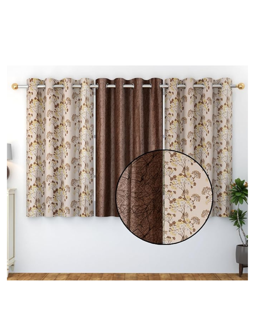 Window Curtains 5 Feet (Pack of 3)