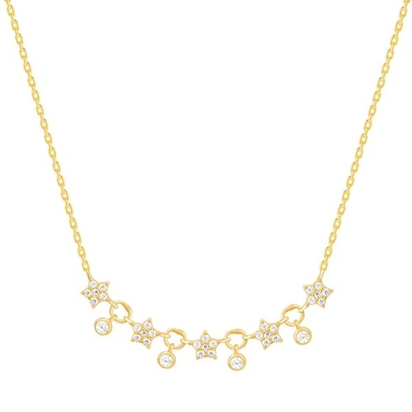 Silver Rose Gold Zircon Studded Necklace