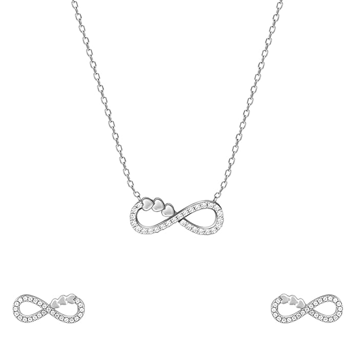 Silver Rose Gold Infinity Pendant Necklace