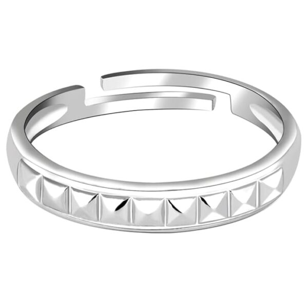 Silver Pyramid Ring For Her, Adjustable