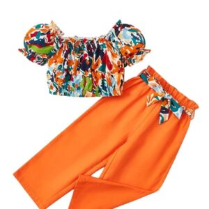 Girls Ruffle Trim Top & Polka Dot Pants