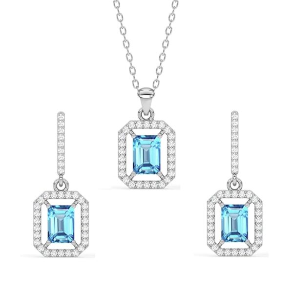 Sterling Silver Azul Pendant Earring Chain Jewellery Set