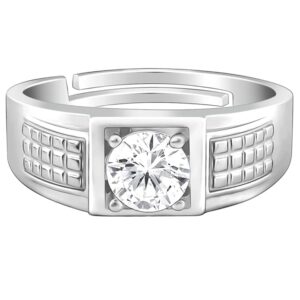 Silver Classic Stud Ring For Him, Adjustable