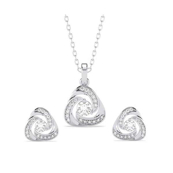 Solitaire Pendant Earrings Chain Necklace Jewellery Set