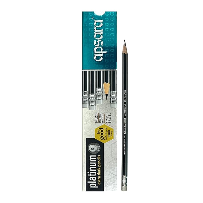 Apsara Platinum Pencils Rubber Tip (Pack of 10 Pencils)