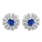Silver Royal Blue Bloom Studs