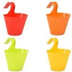 Plastic Hanging Pots & Planters- Multicolour , Set of 4