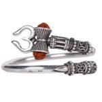 Pure Silver Rudraksha Trishul Damroo Designer Kada