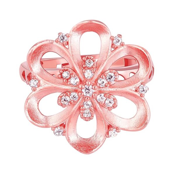 Rose Gold Flowery Love Ring, Adjustable