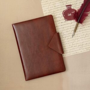 Leather Notebook Diary Journal with Magnetic Flap Closure and Pen Holder