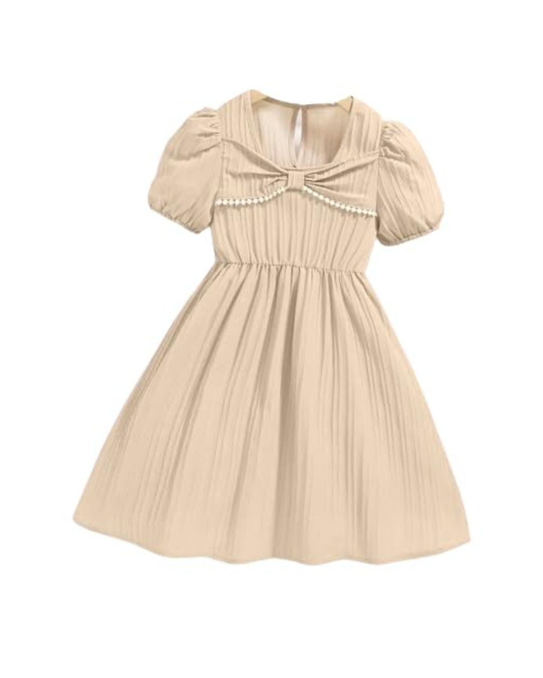 Frock Dress Cream Knee Length Full Sleeve Elegant Net Belt