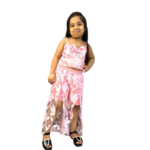 Kids Girls Stylish Floral Printed Co-Ord Set