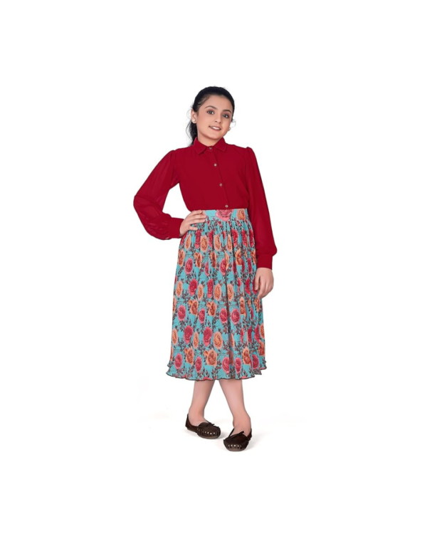 Girl's Georgette Floral Clothing Set